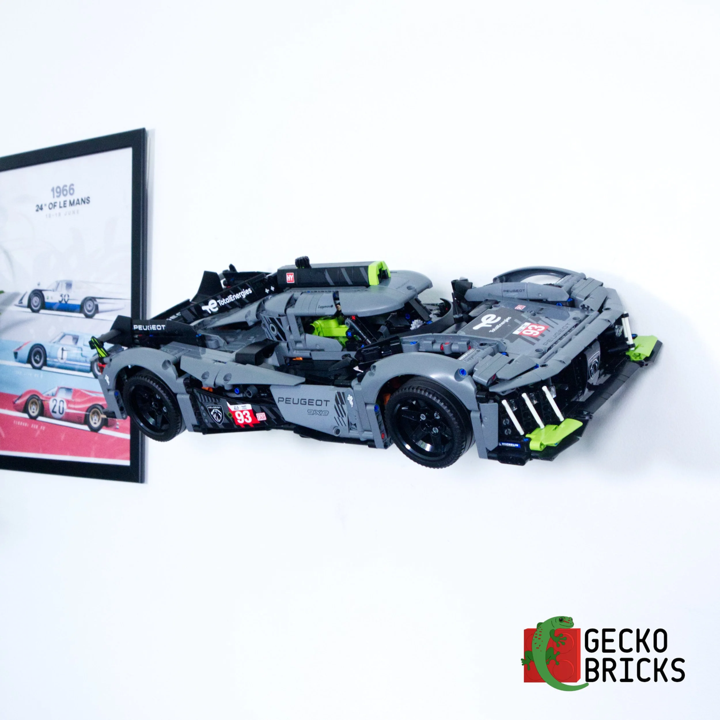 Wall Mount Lego Technic Peugeot 9X8 HyperCar 42156 — 3D Printed